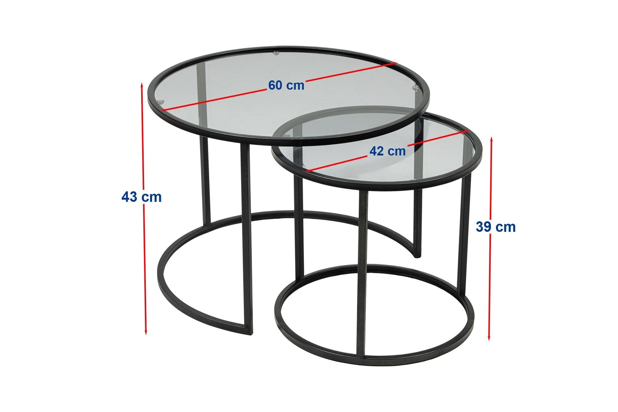 Mesa de Centro – 60 cm – Fumê e Preta – Vidro e Metal