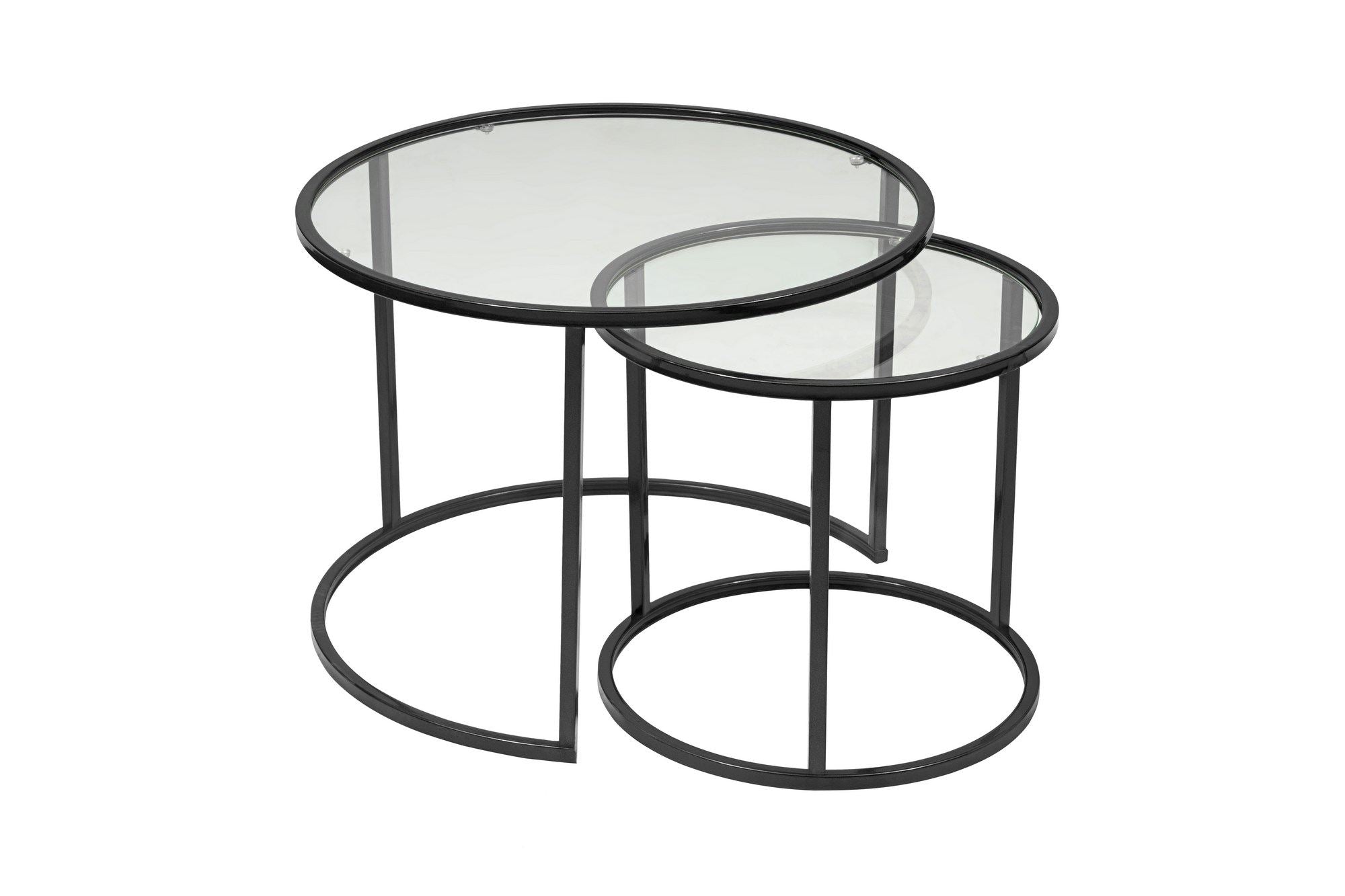 Mesa de Centro – 80 cm – Preto e Transparente – Vidro Temperado