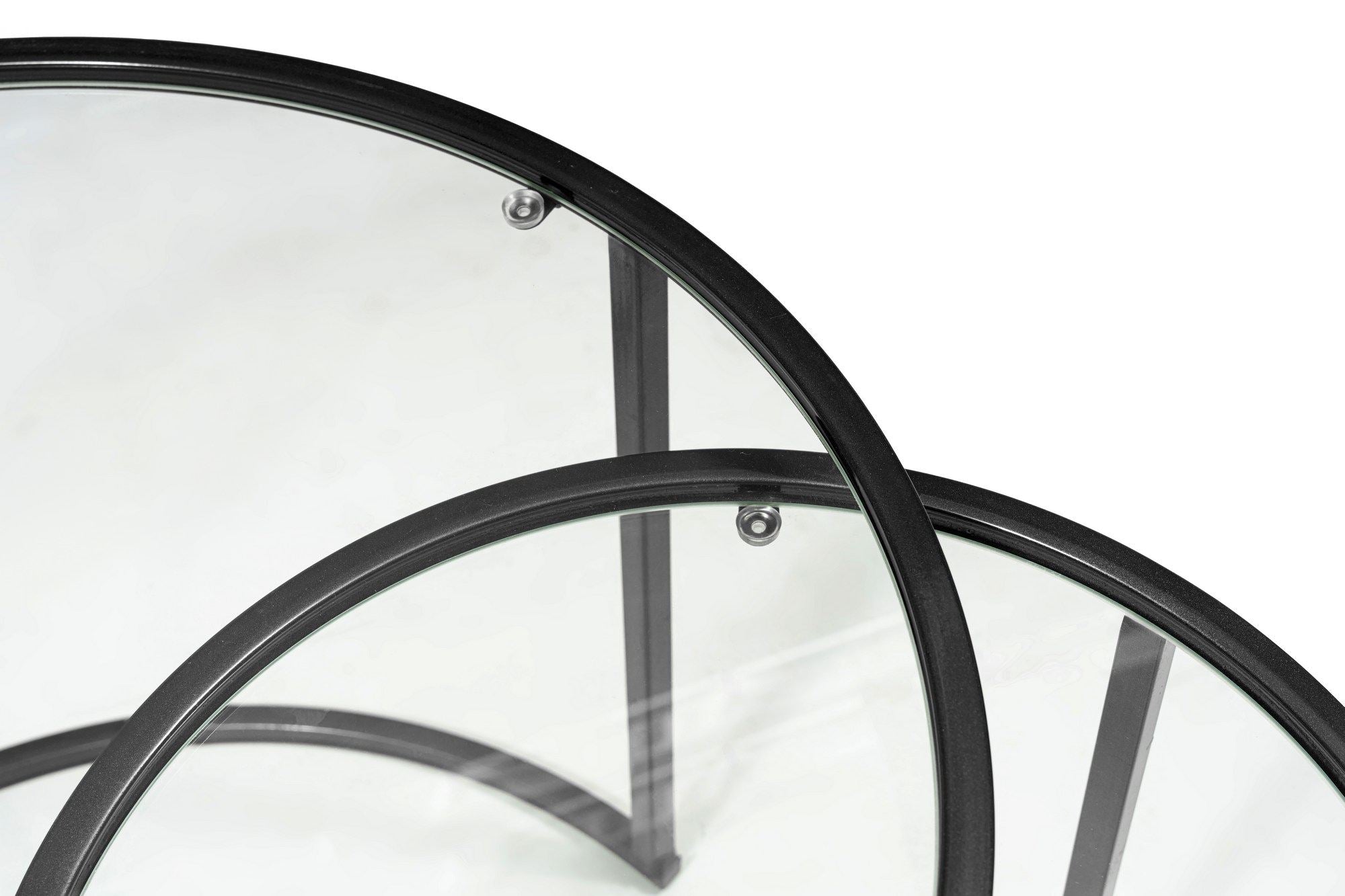 Mesa de Centro – 80 cm – Preto e Transparente – Vidro Temperado