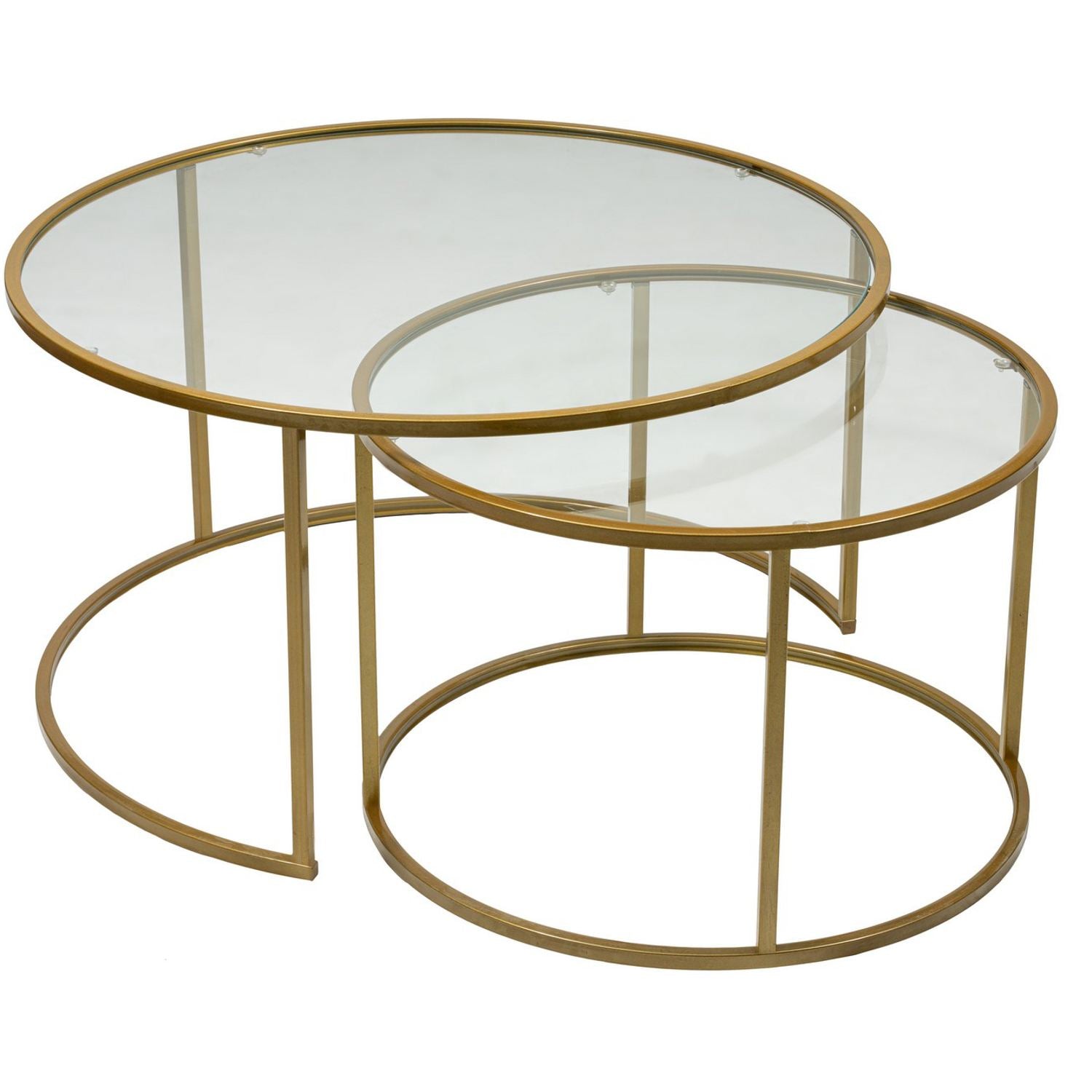 Mesa de Centro – 80cm – Dourado – Vidro e Metal