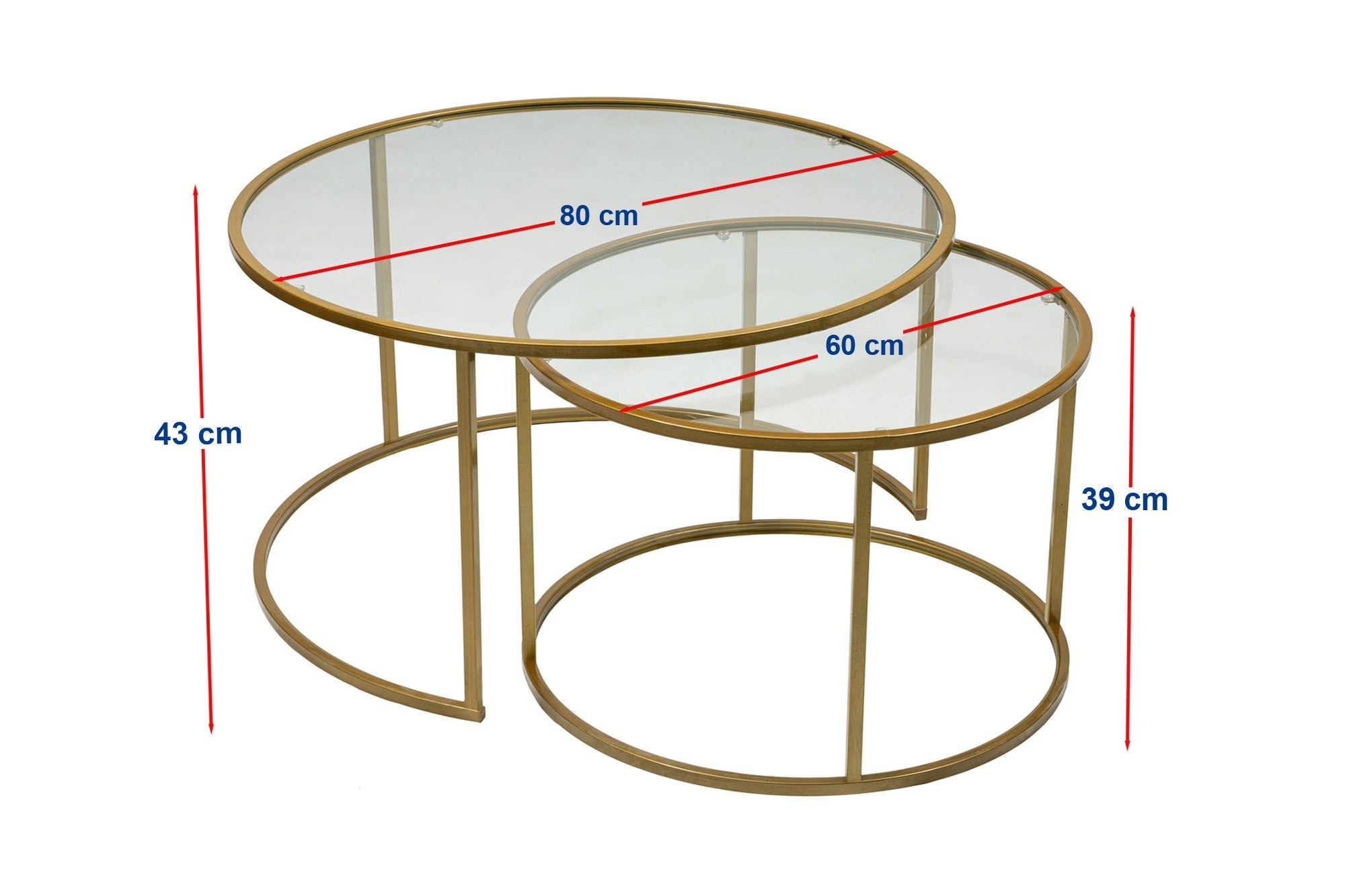 Mesa de Centro – 80cm – Dourado – Vidro e Metal