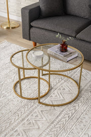 Mesa de Centro – 60 cm – Dourado – Metal e Vidro