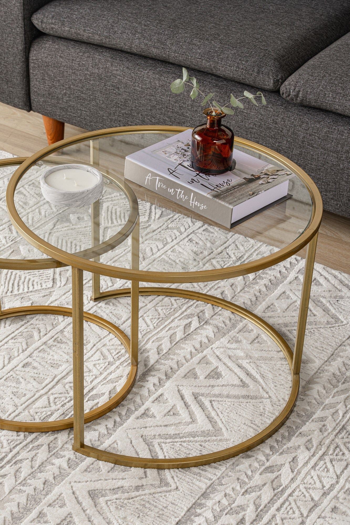 Mesa de Centro – 60 cm – Dourado – Metal e Vidro