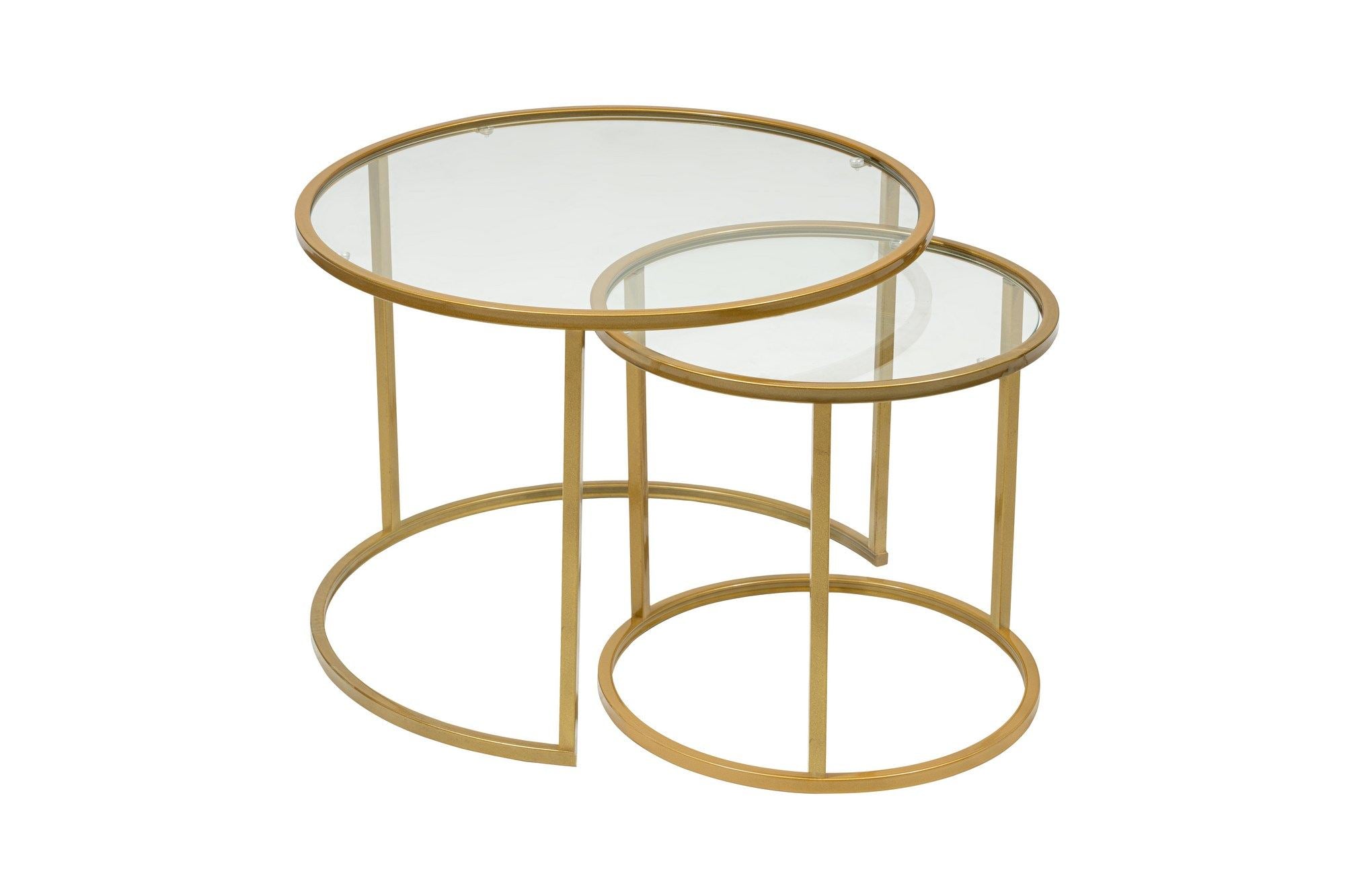 Mesa de Centro – 60 cm – Dourado – Metal e Vidro