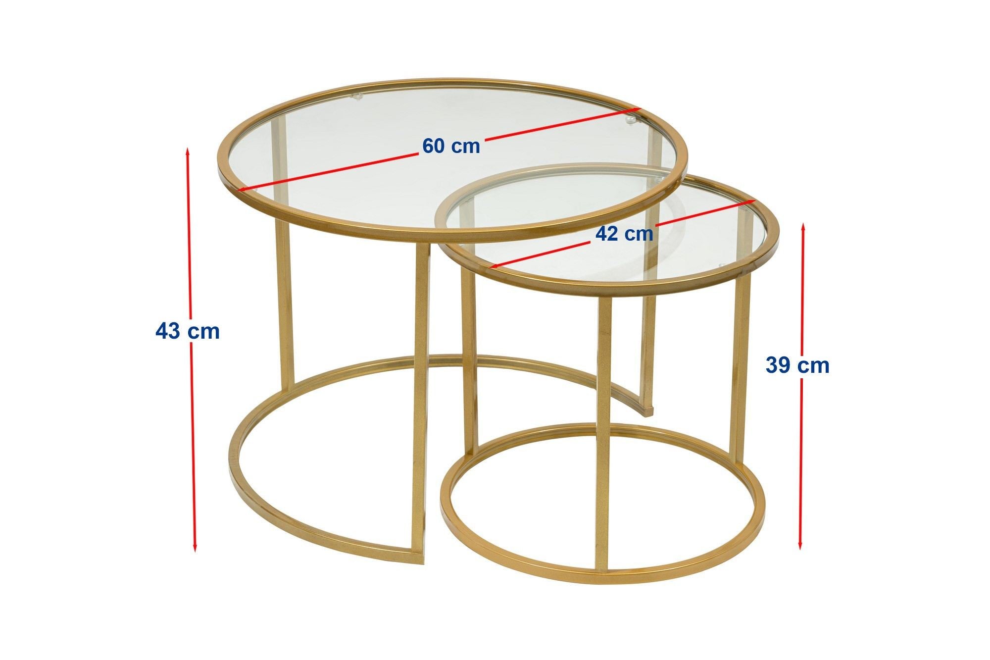 Mesa de Centro – 60 cm – Dourado – Metal e Vidro