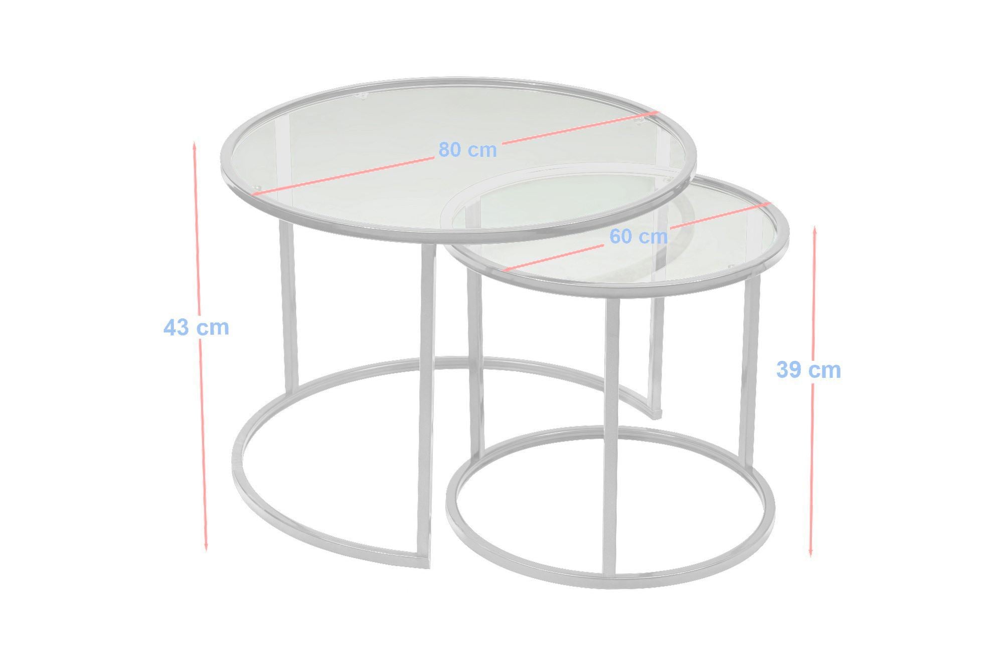 Mesa de Centro – 80 cm – Branco e Transparente – Vidro e Metal