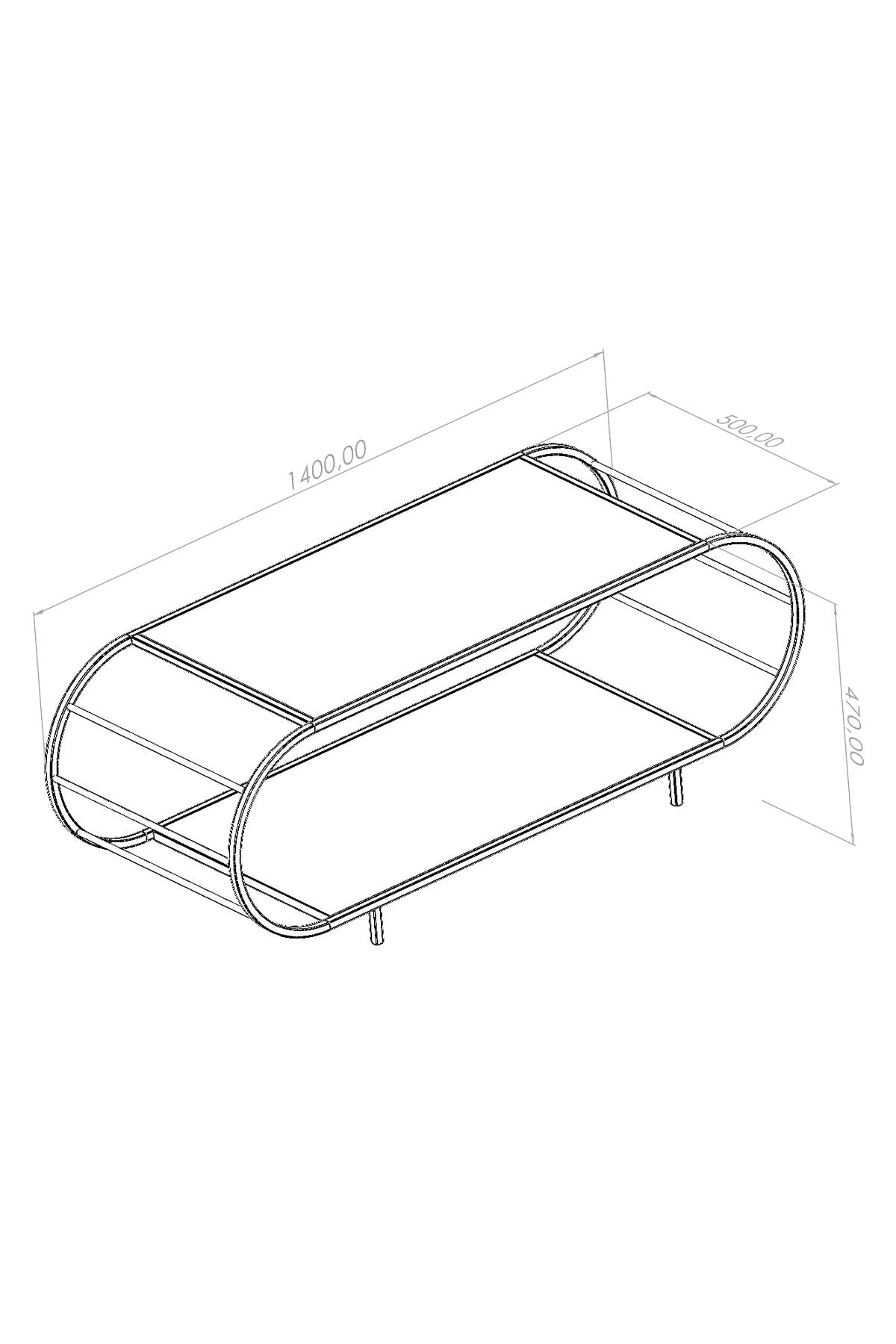 Mesa de Centro – 145cm x 47cm x 50cm – Preto e Fumê – Chipboard e Vidro
