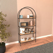 Estante de livros – 80cm x 175cm x 30cm – Preto e Pinheiro Atlântico – Aglomerado e Metal