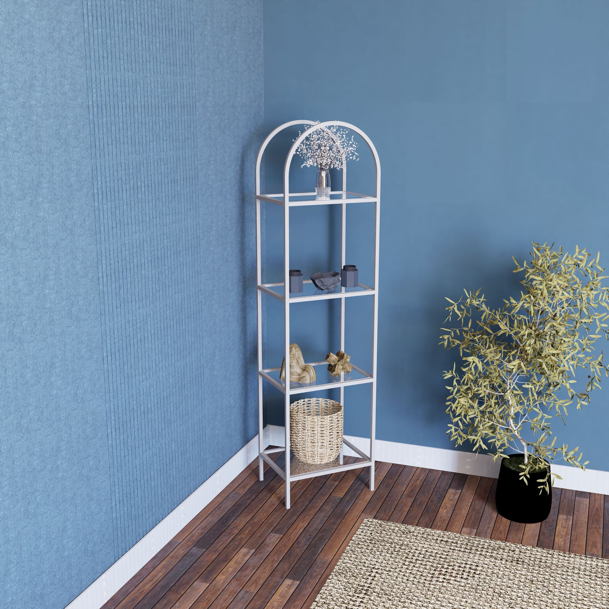 Estante de livros – 40cm x 145cm x 30cm – Branca e Fumê – Vidro e Metal