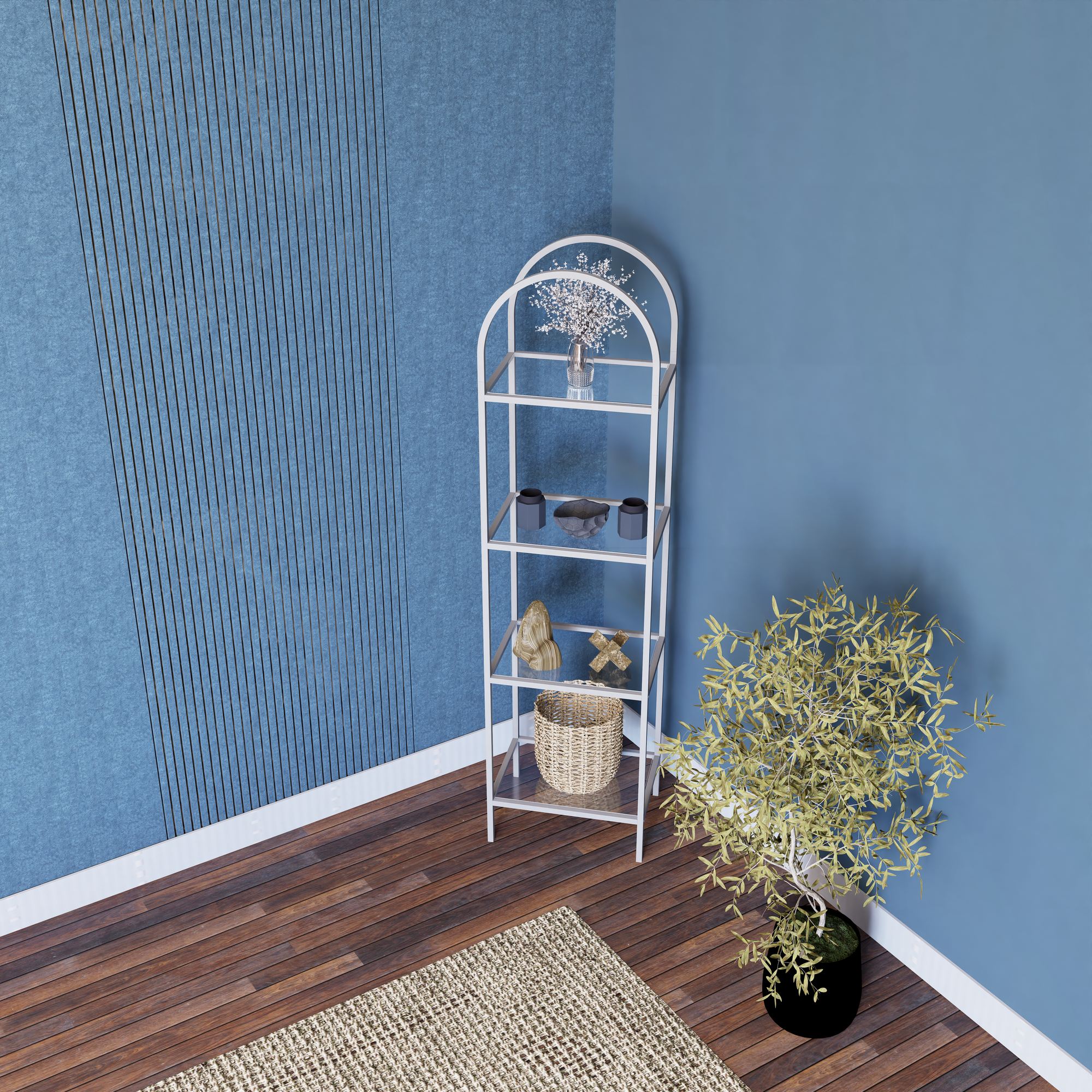 Estante de livros – 40cm x 145cm x 30cm – Branca e Fumê – Vidro e Metal