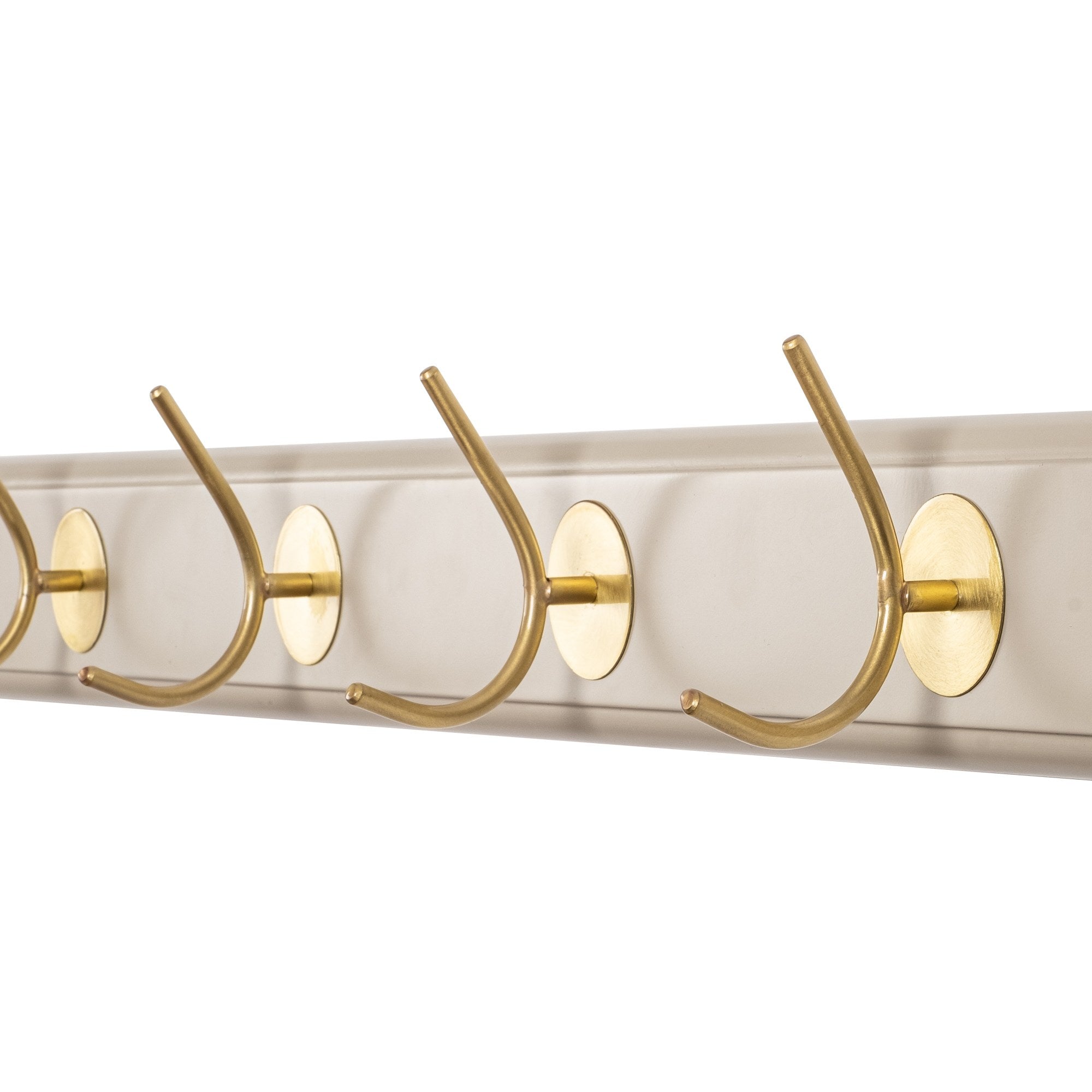 Cabide de Parede em Madeira com Gancho de Latão - Branco e Dourado 65cm
