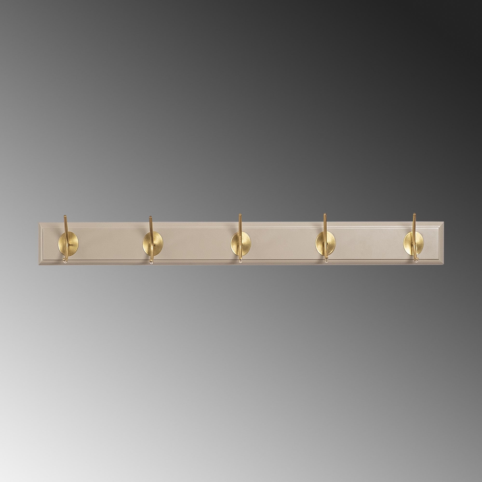 Cabide de Parede em Madeira com Gancho de Latão - Branco e Dourado 65cm