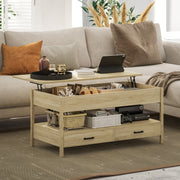 Mesa de Centro Elevável 100x50x48-62 cm - Cor de Carvalho