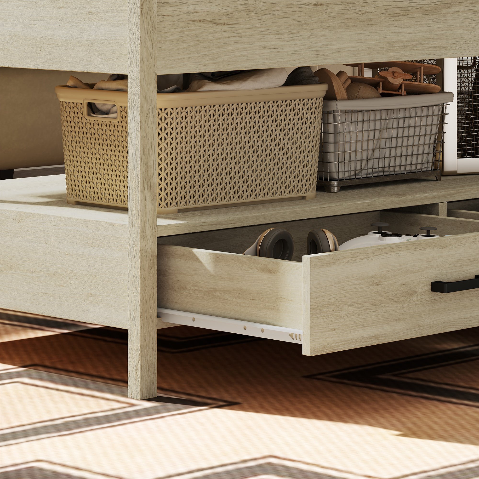 Mesa de Centro Elevável 100x50x48-62 cm - Cor de Carvalho
