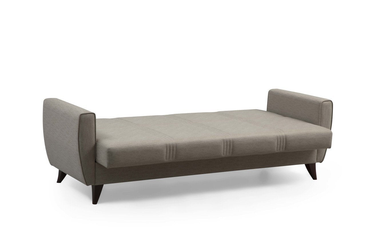 Sofá-cama de 3 lugares – 207 cm x 86 cm x 77 cm – Bege – Metal/Madeira