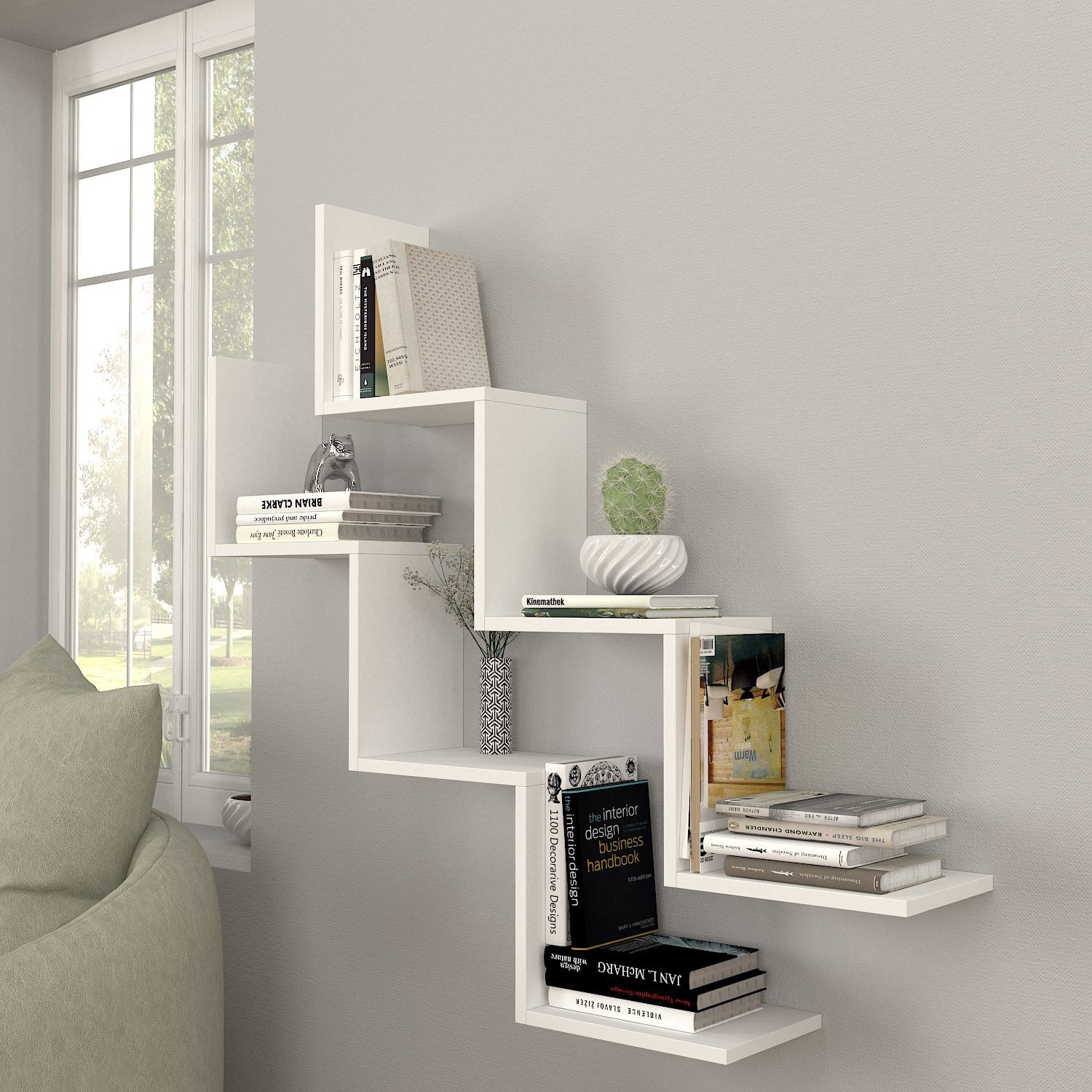 Prateleira de parede – 129 cm x 50 cm x 22 cm – Branco – Painel de partículas