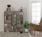 Estante escandinava – 125 x 135,7 x 22 cm – cor nogueira – material em aglomerado de partículas