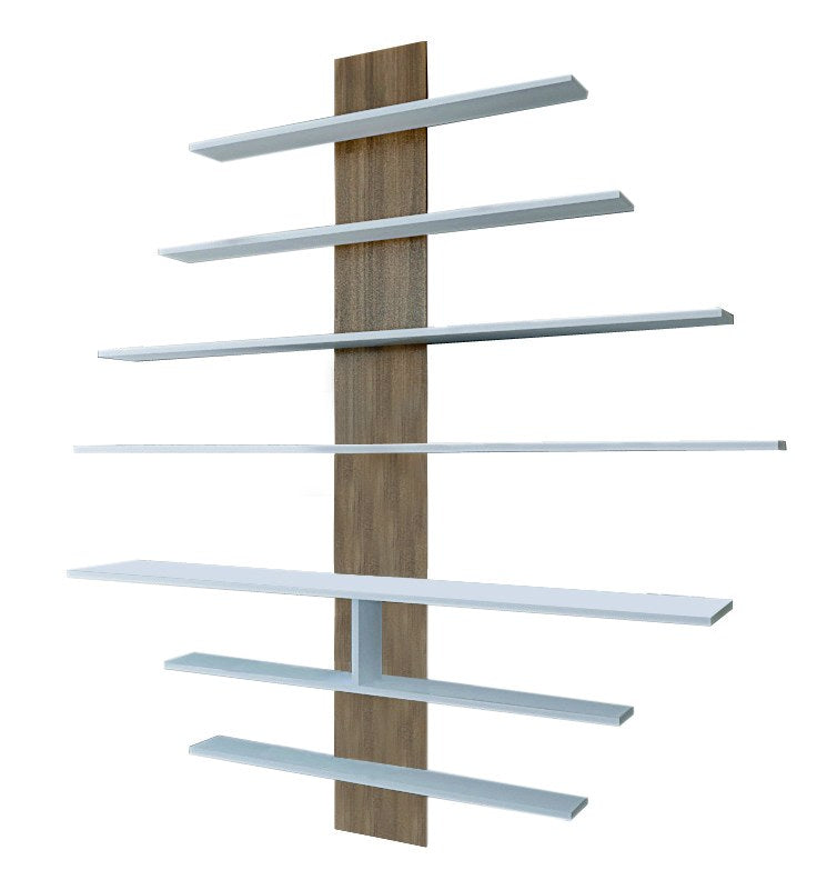 Móvel de TV moderno – 160 x 160 x 30 cm – Branco e Nogueira – Aglomerado revestido a melamina
