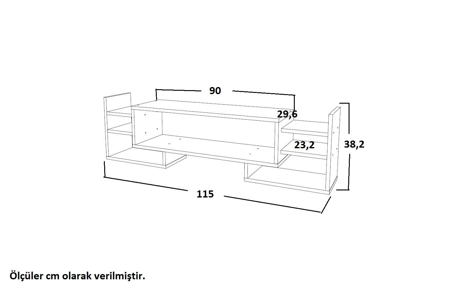 Móvel de TV – 115 cm de largura – Branco – Melamina