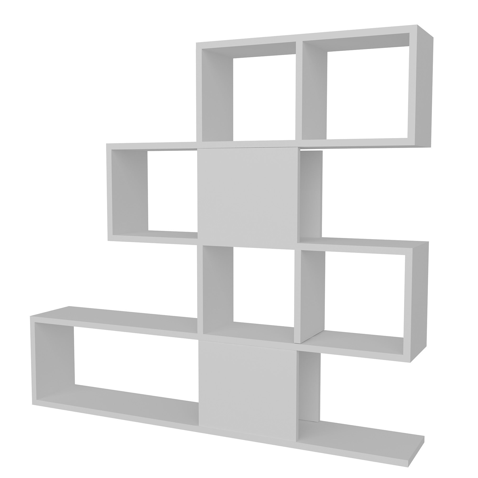 Estante moderna – 120 cm x 109 cm x 19,5 cm – Branca – Painel de partículas revestido de melamina