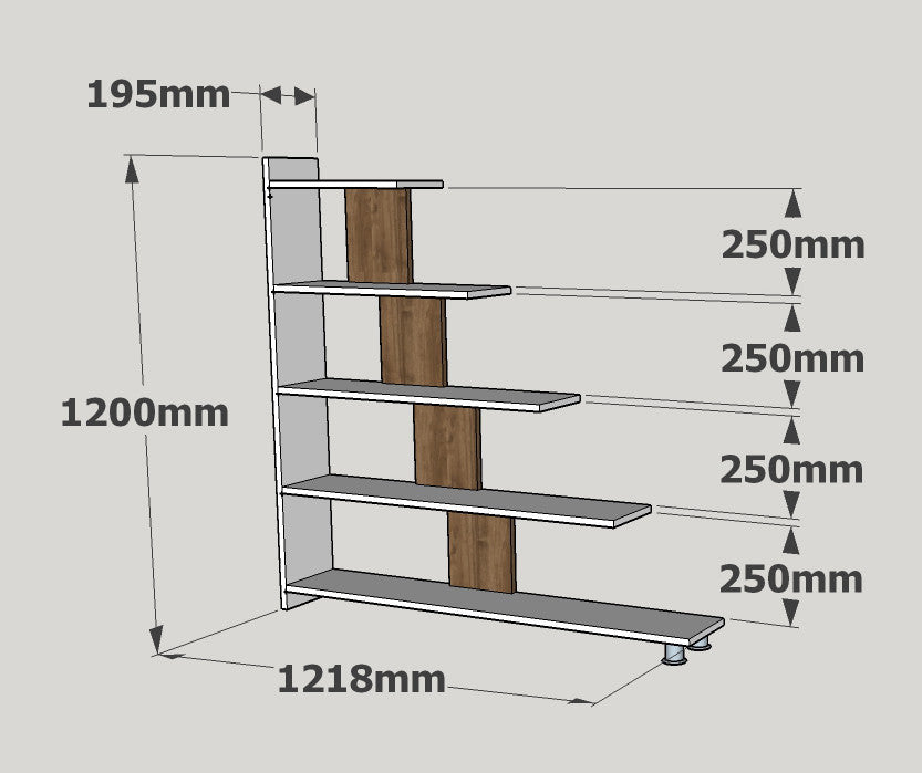 Estante moderna – 121,8 x 120 x 19,5 cm – Branco e nogueira – Painel de partículas revestido de melamina