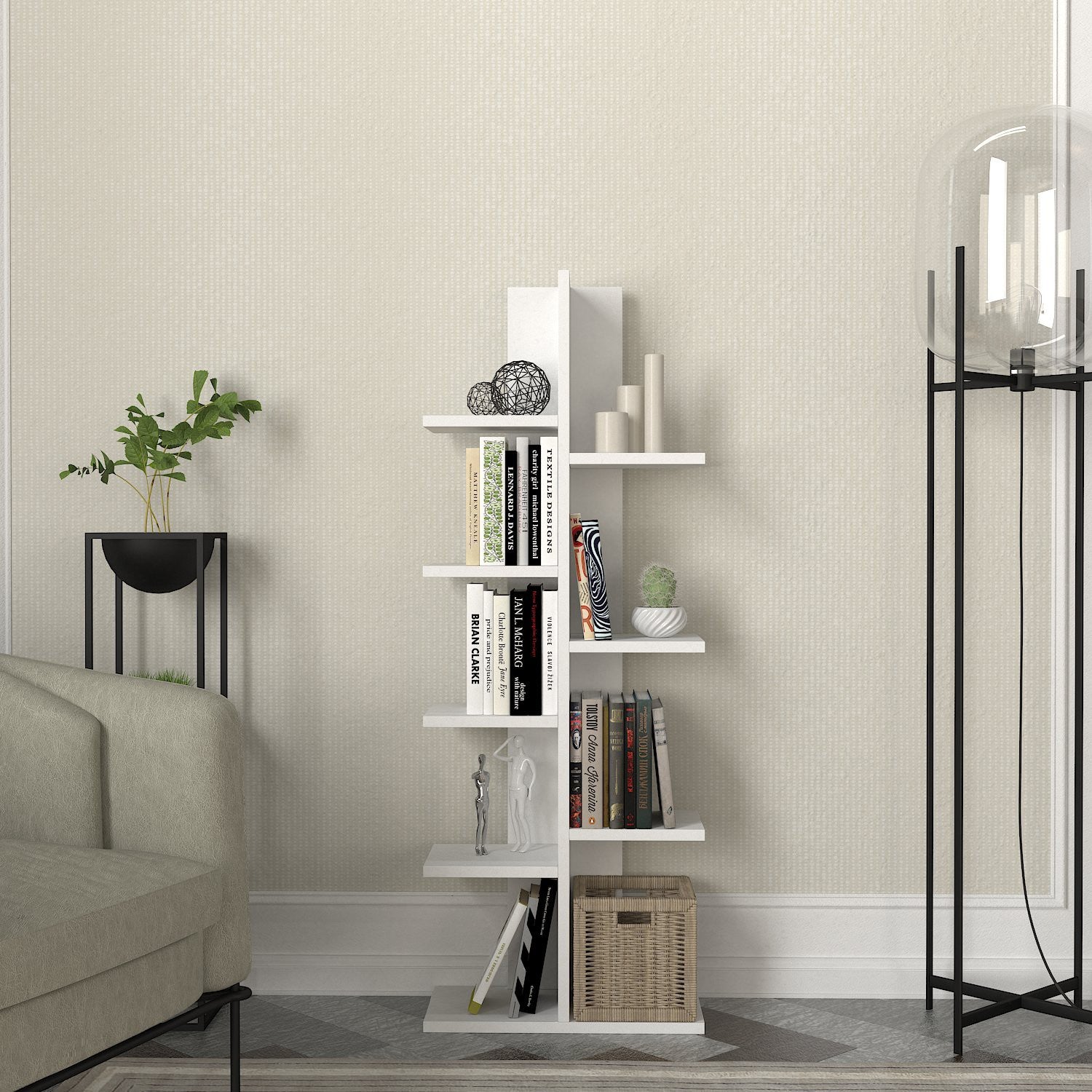 Estante escandinava – 45 x 121,8 x 22 cm – branca – painel de partículas