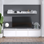 Móvel de TV moderno – 180 cm x 35 cm x 30 cm – Branco – Painéis de partículas revestidos a melamina