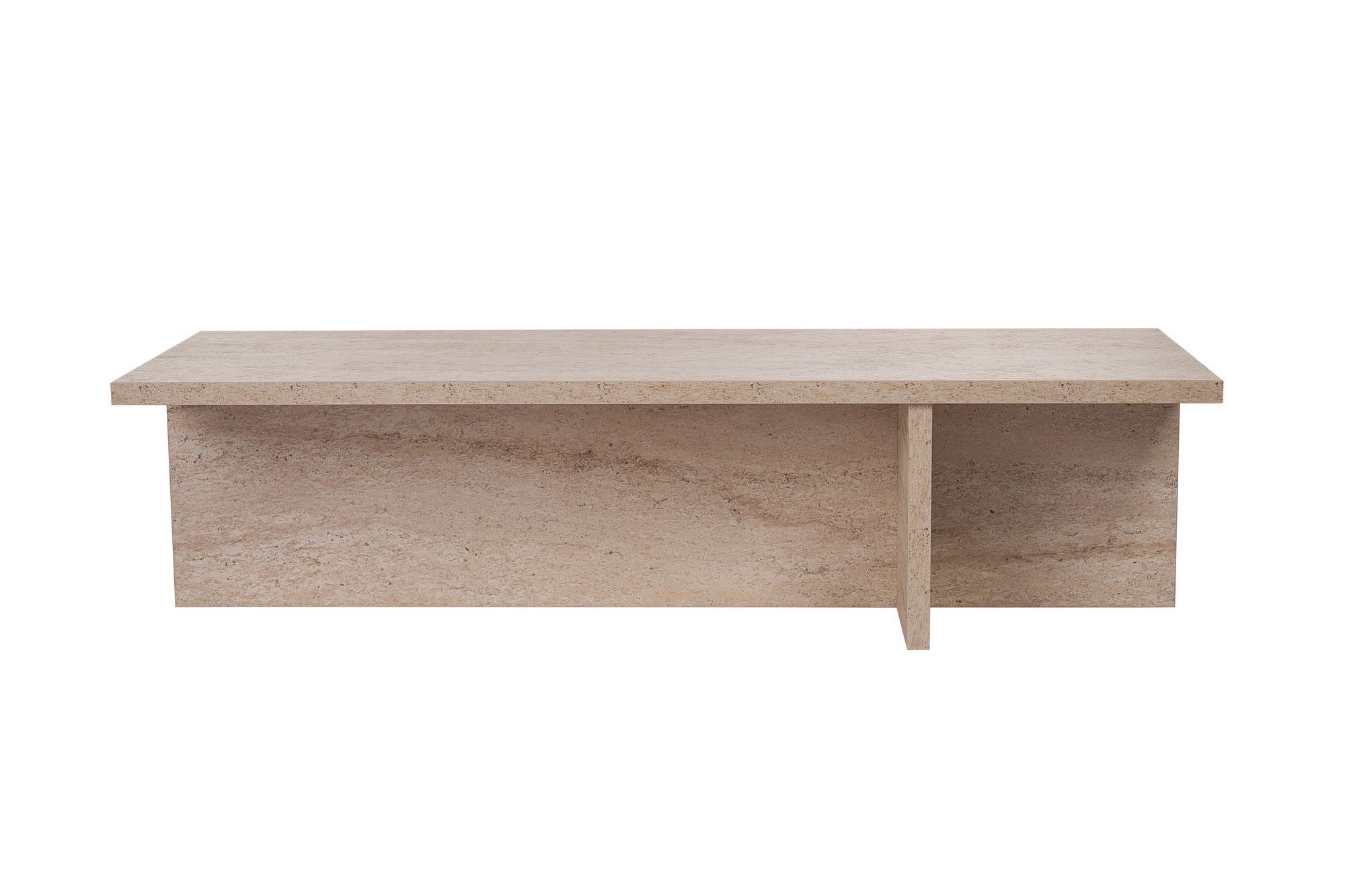 Mesa de Centro – 120cm x 30cm x 45cm – Travertino – MDF