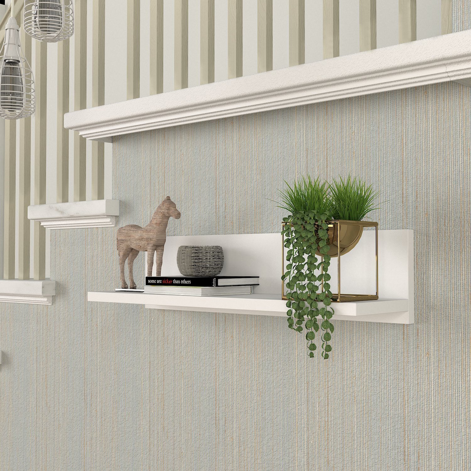 Prateleira de parede – 60 cm x 14,5 cm x 14,5 cm – Branco – Painel de partículas revestido a melamina