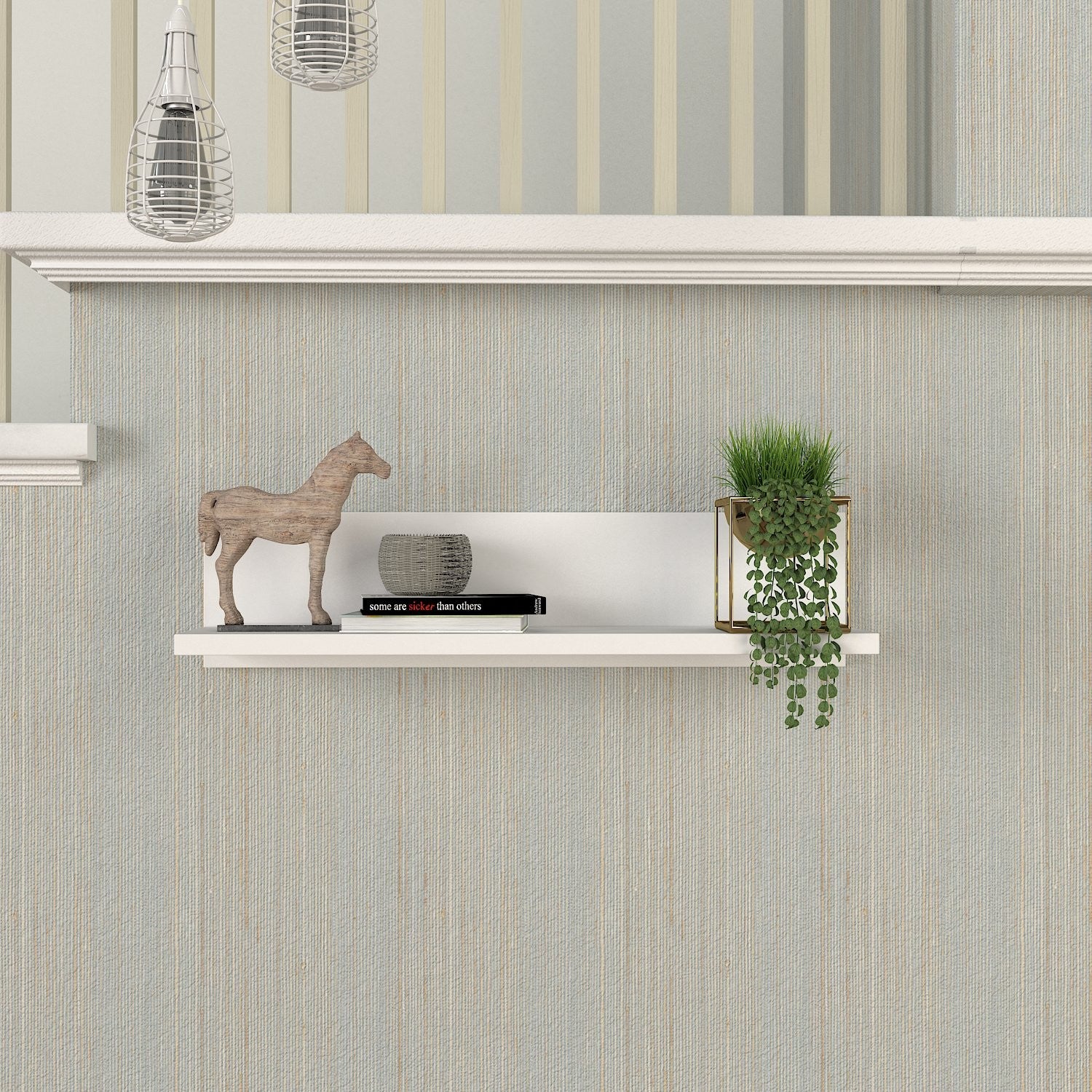 Prateleira de parede – 60 cm x 14,5 cm x 14,5 cm – Branco – Painel de partículas revestido a melamina