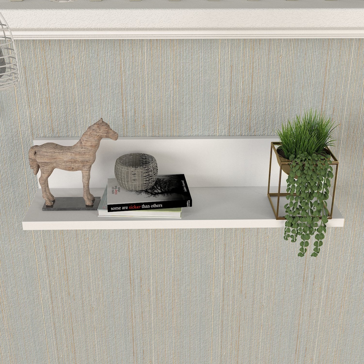 Prateleira de parede – 60 cm x 14,5 cm x 14,5 cm – Branco – Painel de partículas revestido a melamina