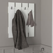 Suporte de hall escandinavo com cabideiro e prateleiras – 64,7 x 80 x 3,6 cm – Branco – Painel de partículas revestido de melamina