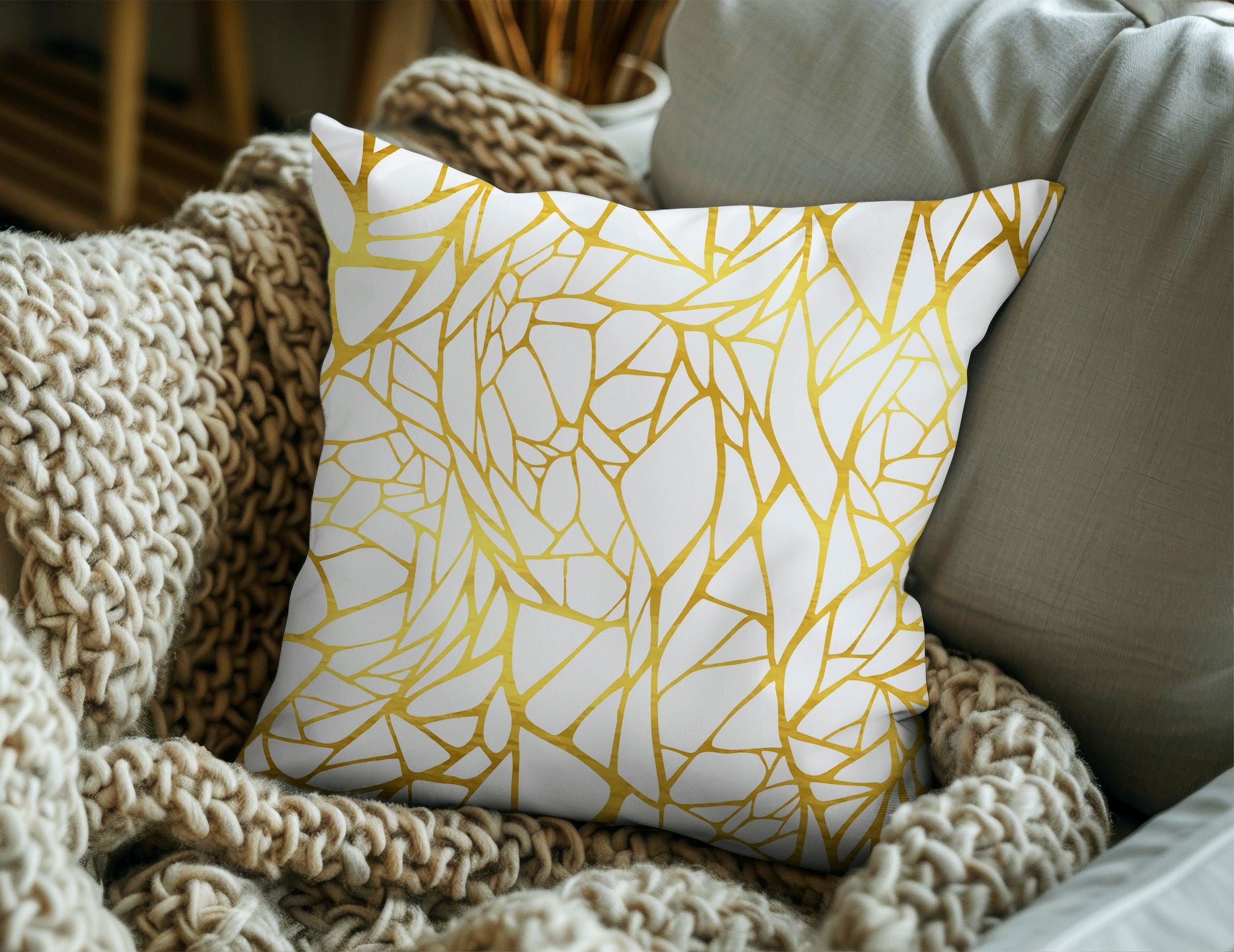 Almofada – 43 x 43 cm – Multicolorido – Algodão/Poliéster