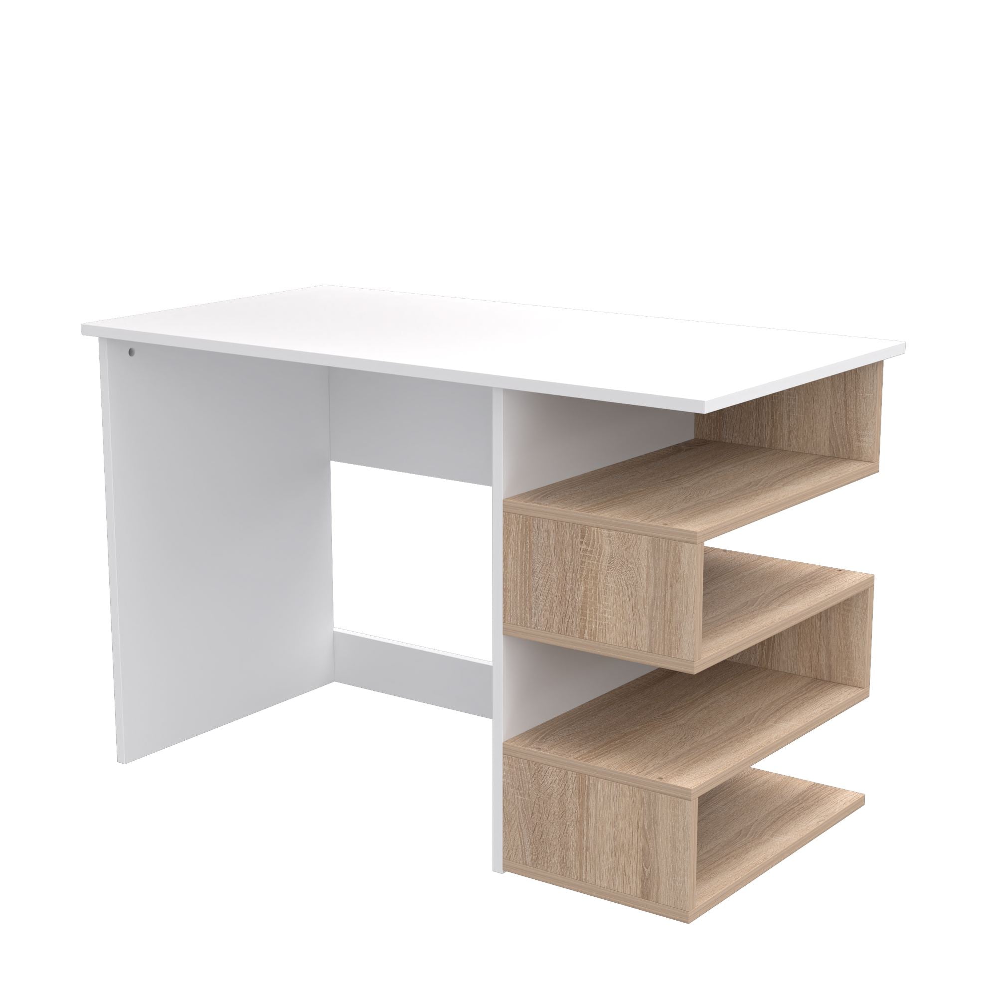 Secretária de Estudo – 115cm x 74,5cm x 60cm – Branco e Sonomo – MDF