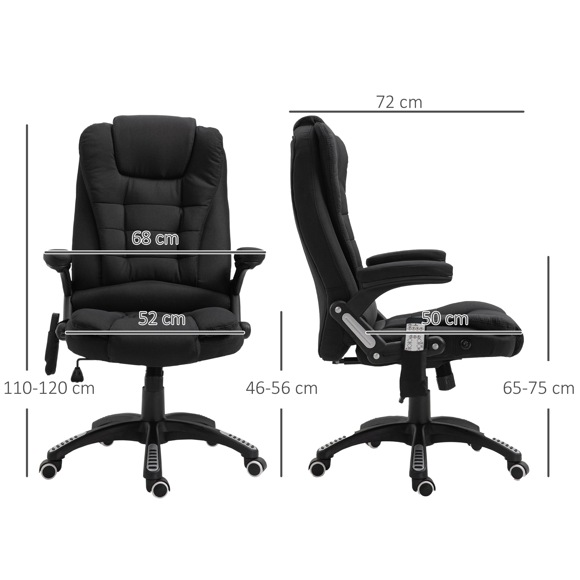 Cadeira de Massagem Ergonómica – 68x72x110-120 cm – Preto – Linho, espuma, PU e nylon
