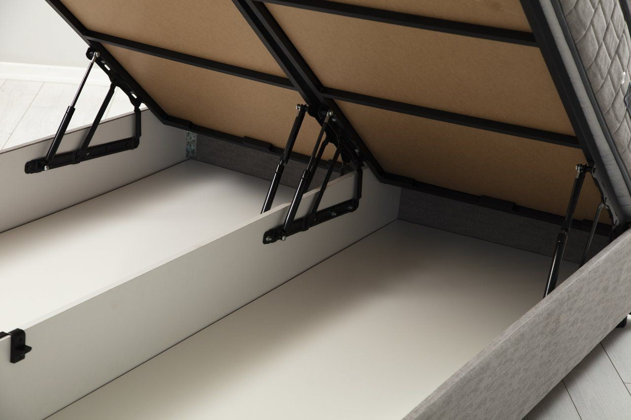 Base de cama de solteiro e cabeceira – 90 cm largura, 110 cm altura, 190 cm profundidade – Cinza claro – Painéis de partículas revestidos a melamina