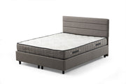 Base e cabeceira de cama de solteiro – 120 cm x 200 cm – Cinzento claro – Painel de partículas revestido a melamina