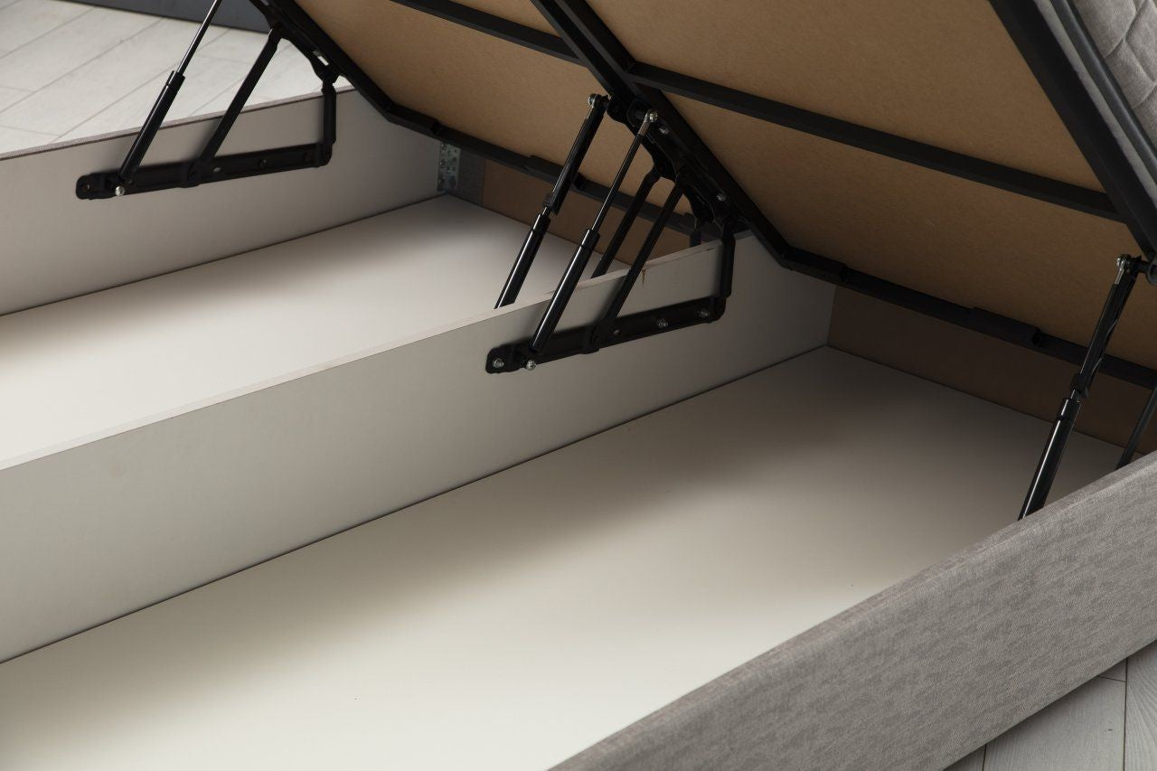Base e cabeceira de cama de solteiro – 120 cm x 200 cm – Cinzento claro – Painel de partículas revestido a melamina