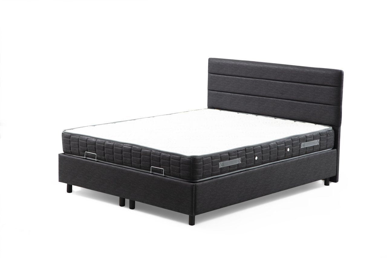 Colchão de casal, base e cabeceira – 140 cm x 200 cm – antracite – painel de partículas revestido a melamina