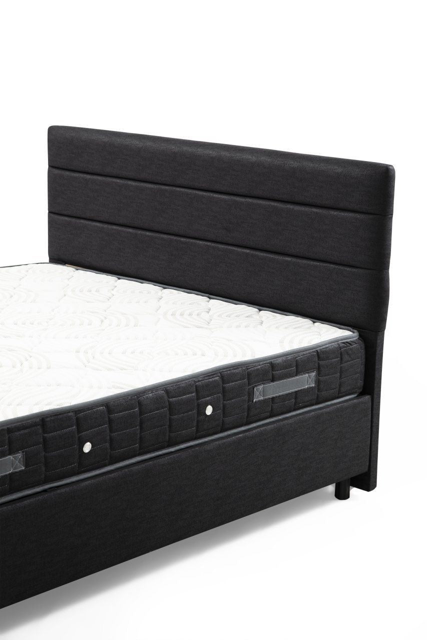 Colchão de casal, base e cabeceira – 140 cm x 200 cm – antracite – painel de partículas revestido a melamina