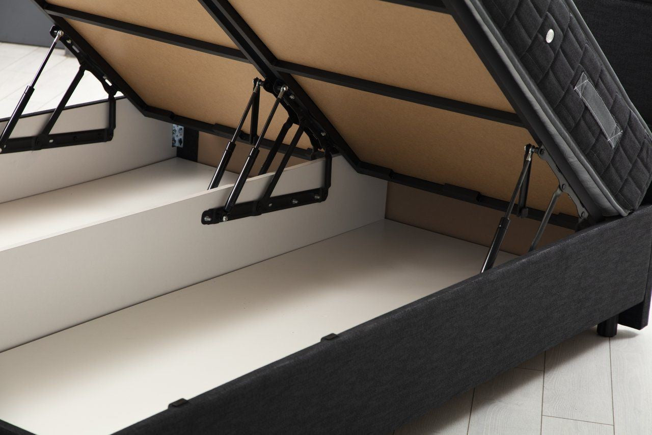 Colchão de casal, base e cabeceira – 150 cm x 200 cm – Antracite – MDF