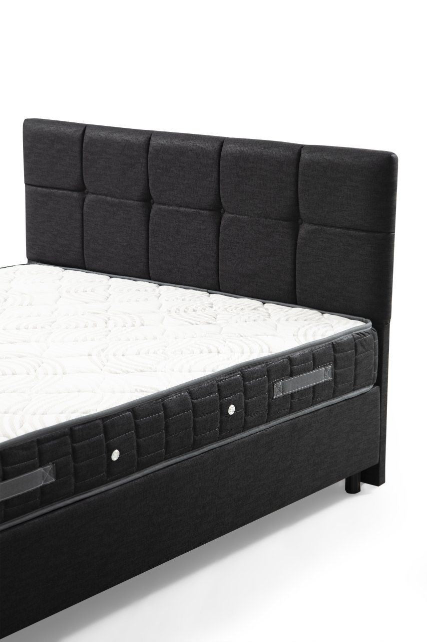 Colchão de casal, base e cabeceira – 150 cm x 200 cm – Antracite – MDF