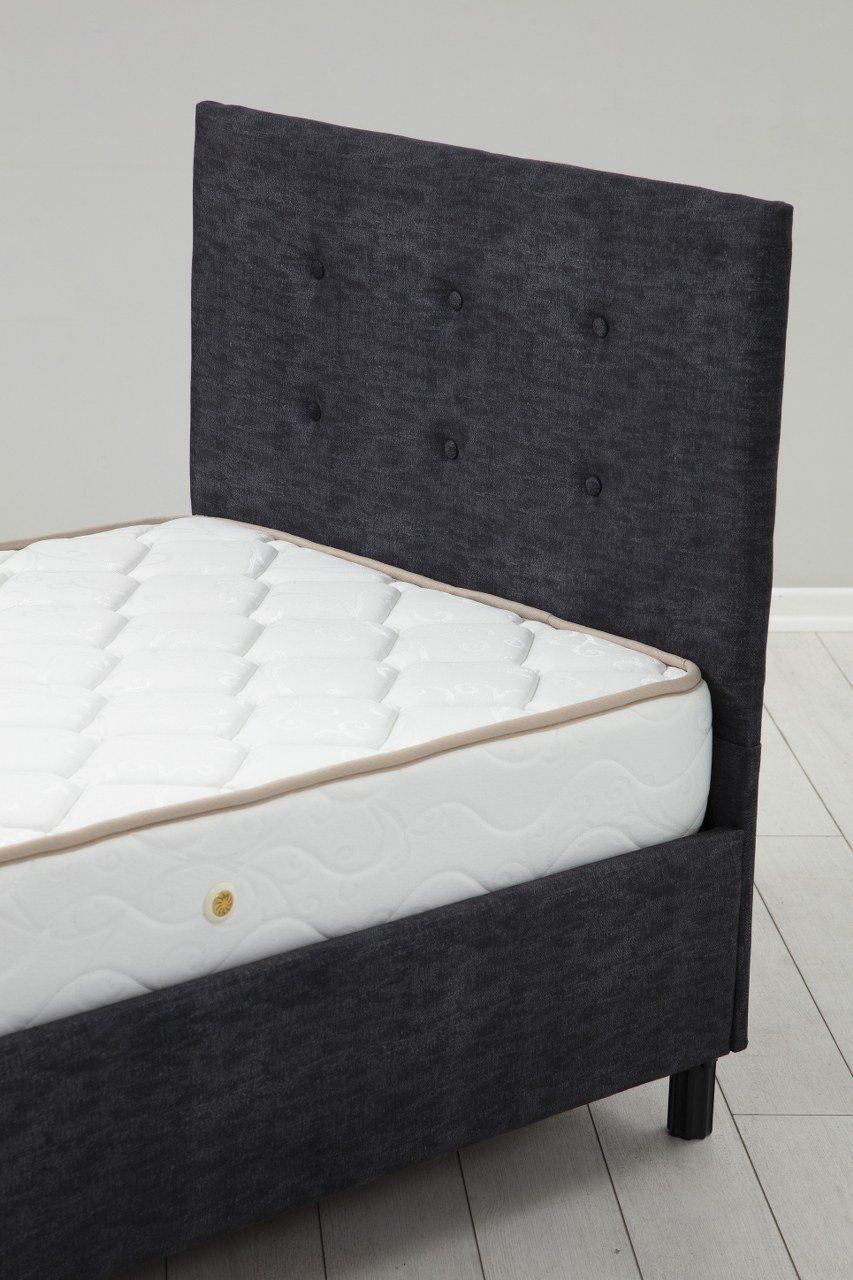 Colchão de casal com base e cabeceira – 160 x 200 cm – Antracite – Painéis de partículas revestidos a melamina