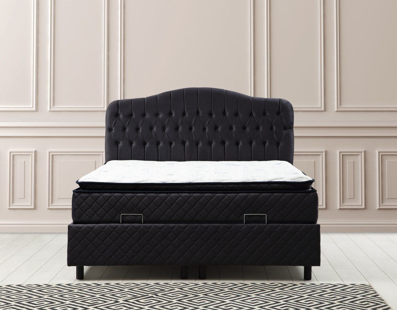 Colchão de casal com base e cabeceira – 140x208 cm – Antracite – Painéis de partículas revestidos a melamina