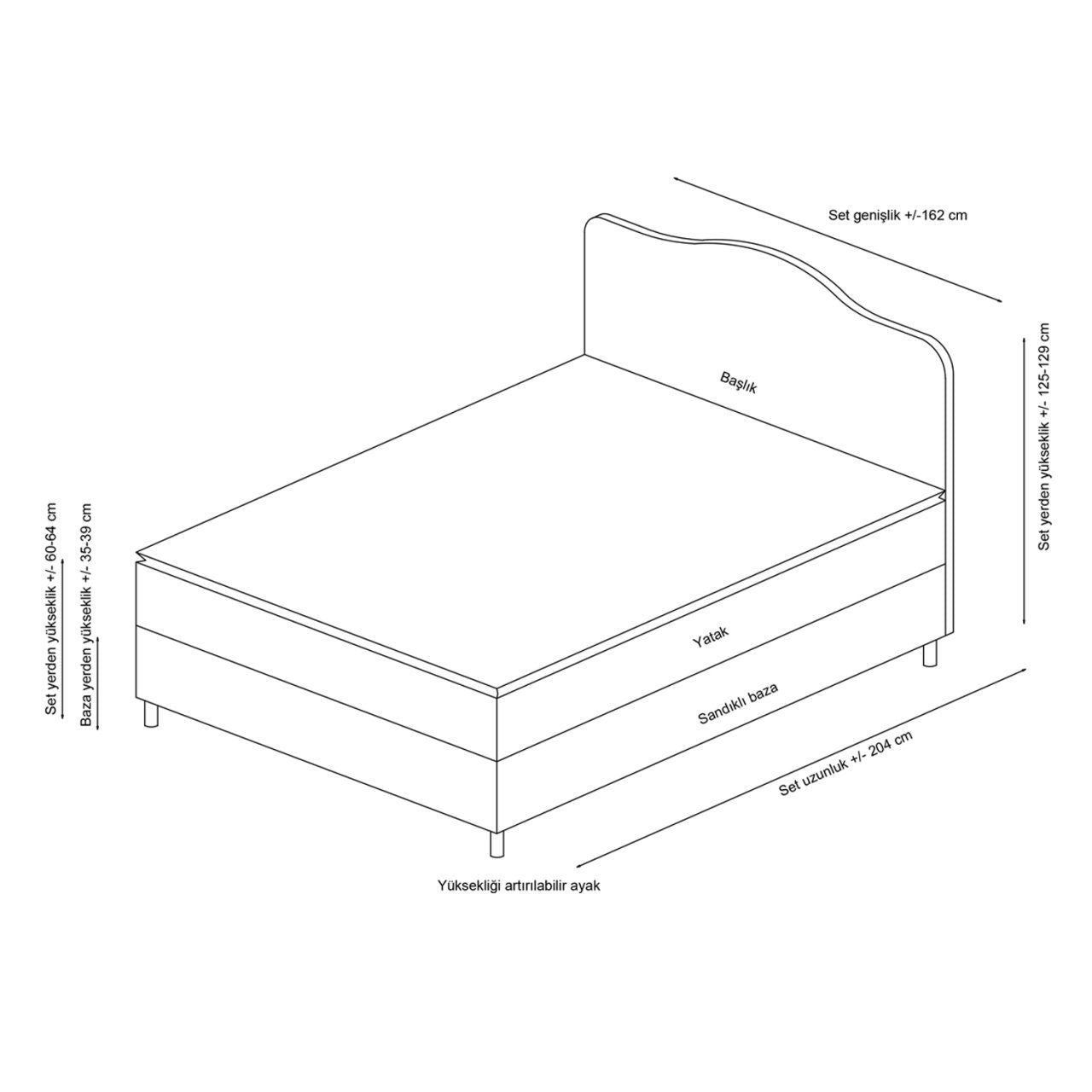 Colchão de casal com base e cabeceira – 140x208 cm – Antracite – Painéis de partículas revestidos a melamina