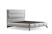 Base e cabeceira de cama de solteiro – 100 cm x 41 cm x 200 cm – Cinza – MDF revestido de melamina