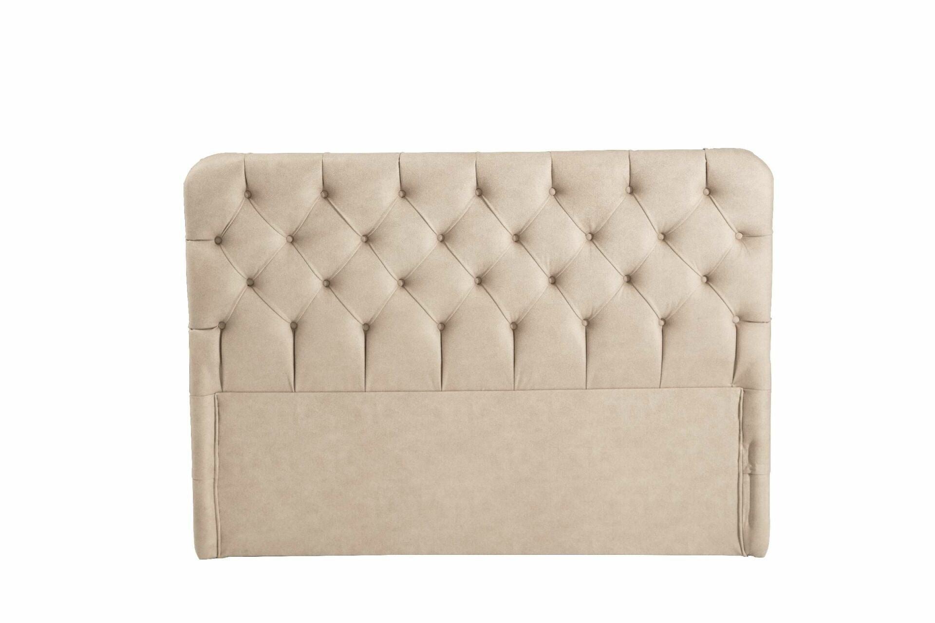 Base de Cama de Solteiro e Cabeceira – 100 cm x 190 cm – Bege – MDF e Poliester