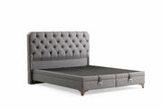 Base de Cama de Solteiro e Cabeceira – 94x190 cm – Cinza – MDF com melamina