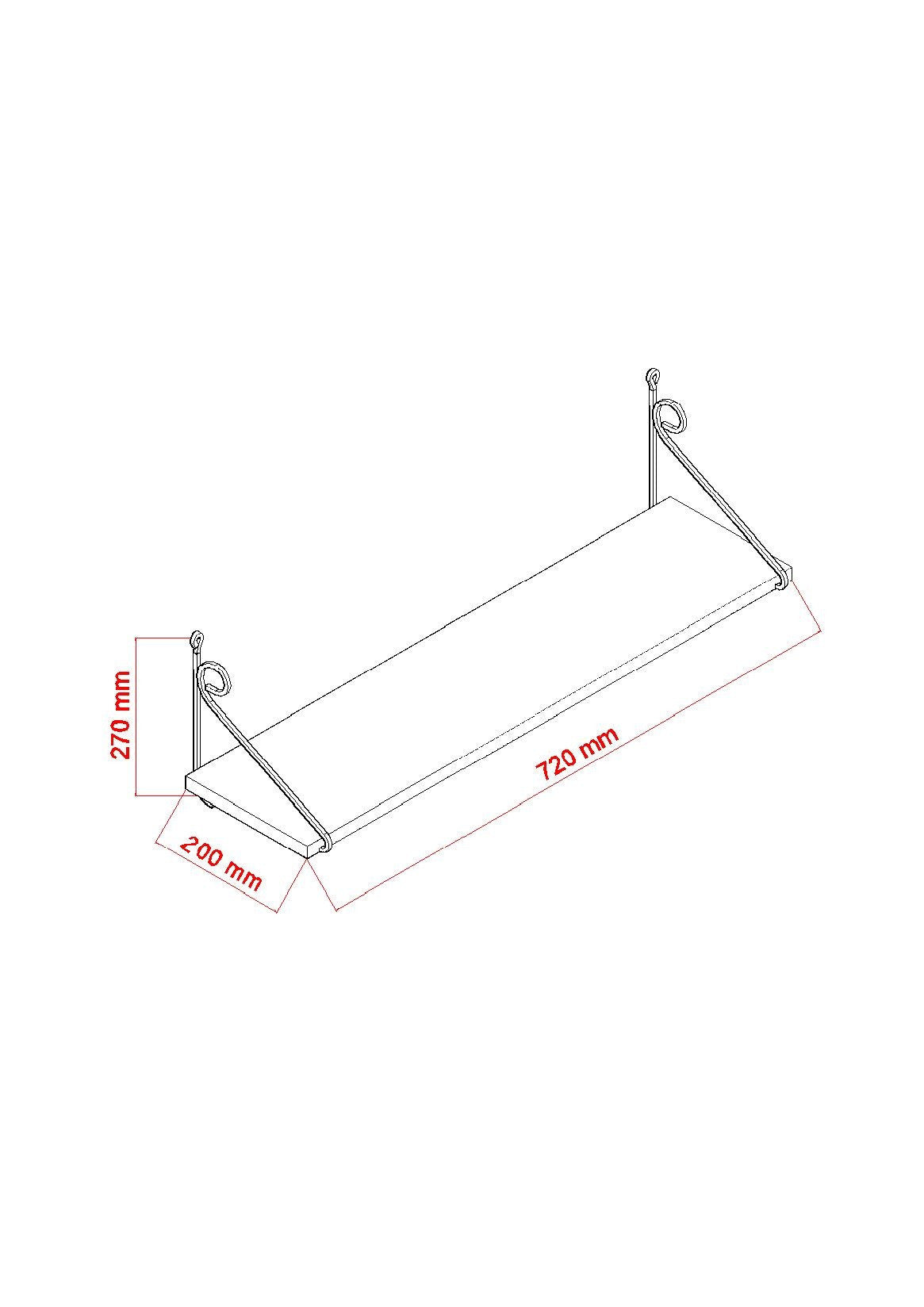Prateleira de parede – 72cm x 27cm x 20cm – Castanho – Painéis de partículas revestidos a melamina