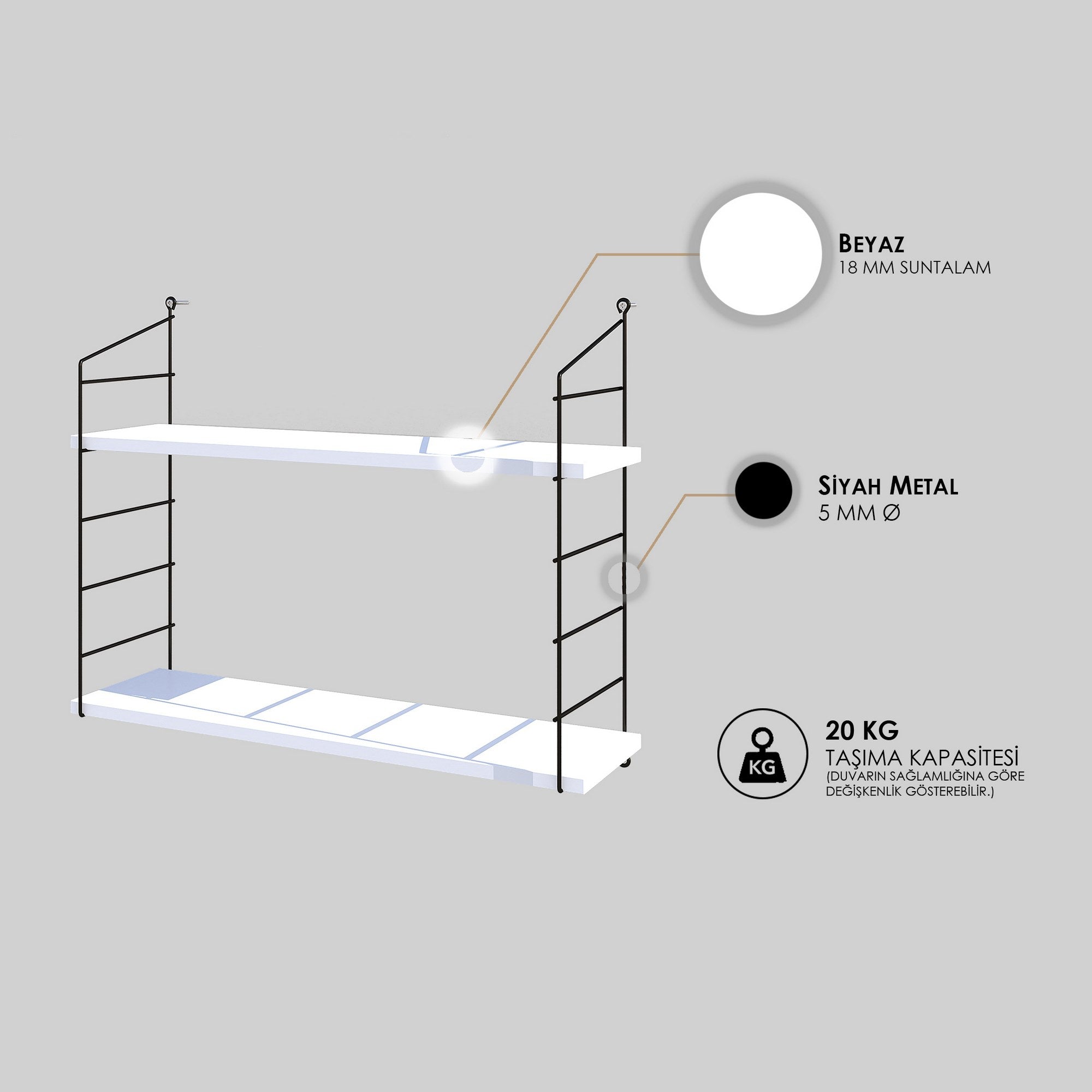 Prateleira de parede – 72 cm x 58 cm x 20 cm – Branco – Painel de partículas com revestimento a melamina